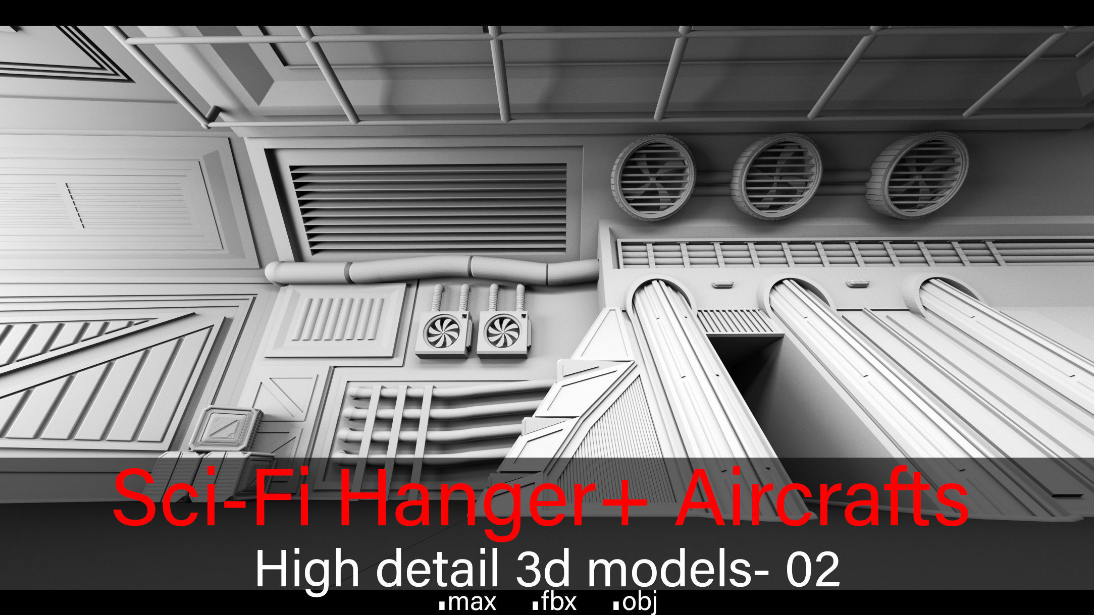 Sci-Fi Hanger- Aircrafts- 02- High detail 3d models Low-poly 3D model_1