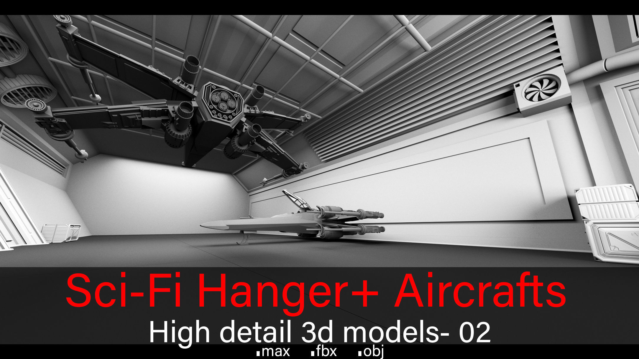 Sci-Fi Hanger- Aircrafts- 02- High detail 3d models Low-poly 3D model_3