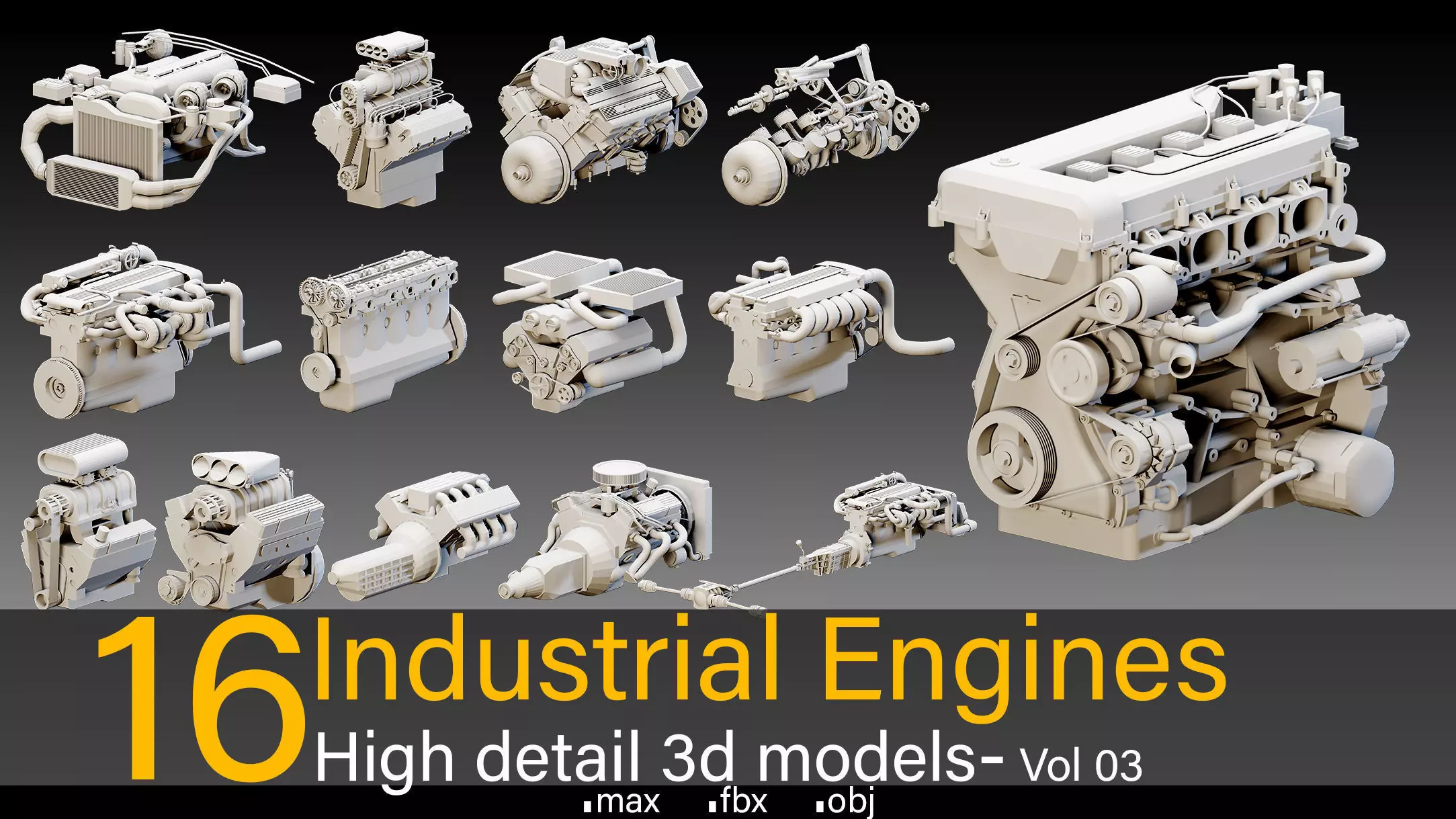 16 Industrial Engines- Vol 03- High detail 3d models Low-poly 3D model_0