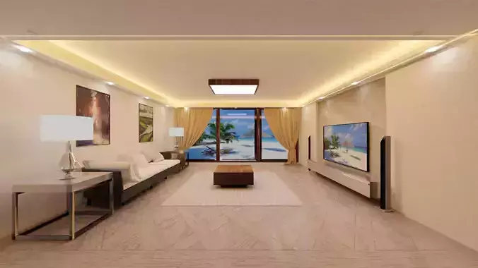 high quality living room scene with high quality textures