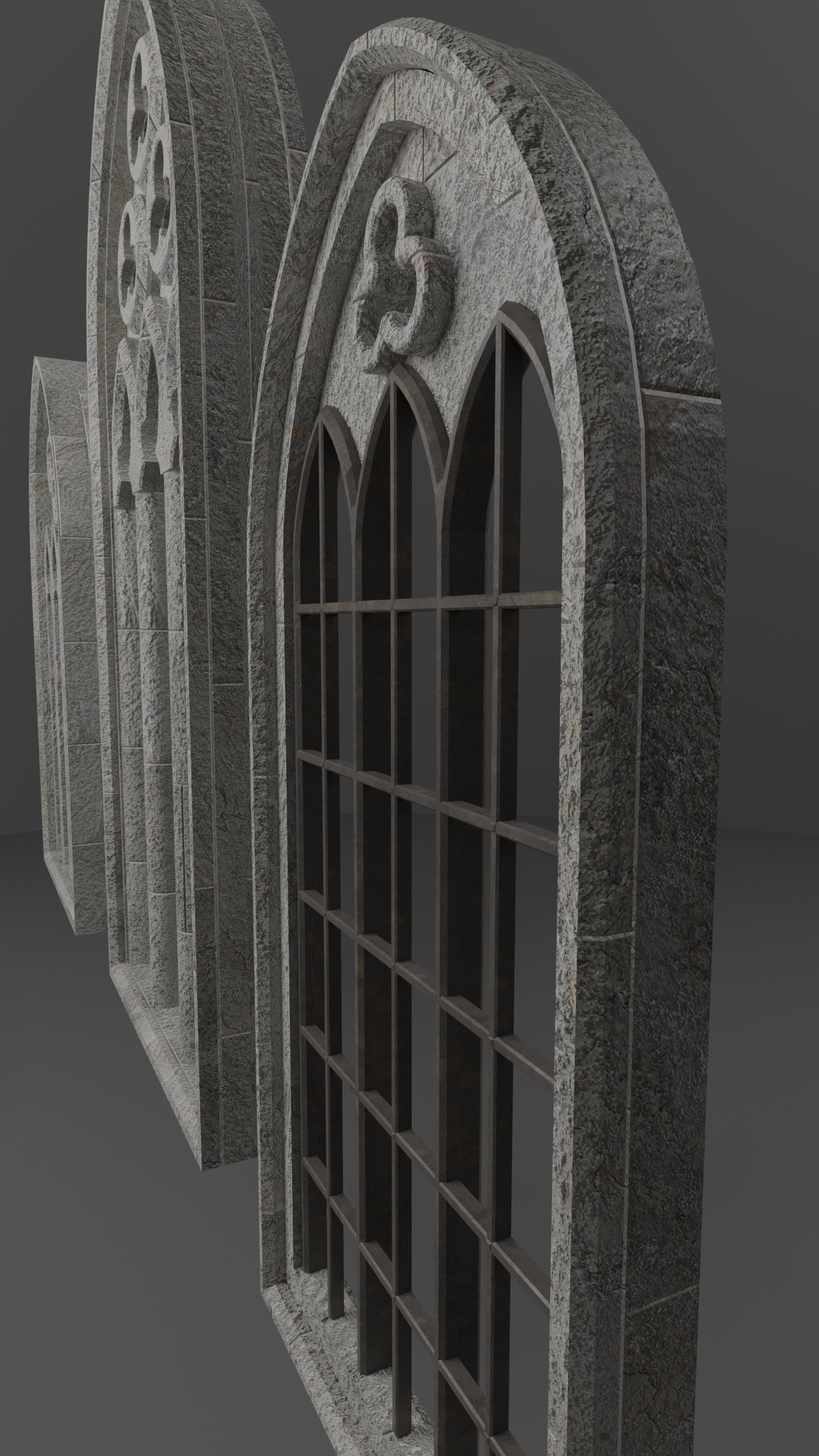 Gothic Medieval Window Set 3D model_6