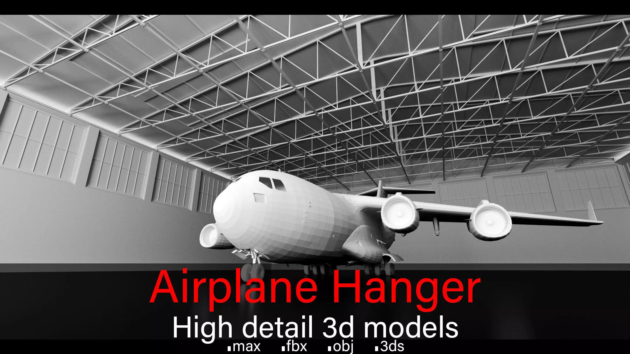 Airplane Hanger- Airlplane object- Vol 01- High detail 3d models Low-poly 3D model_0