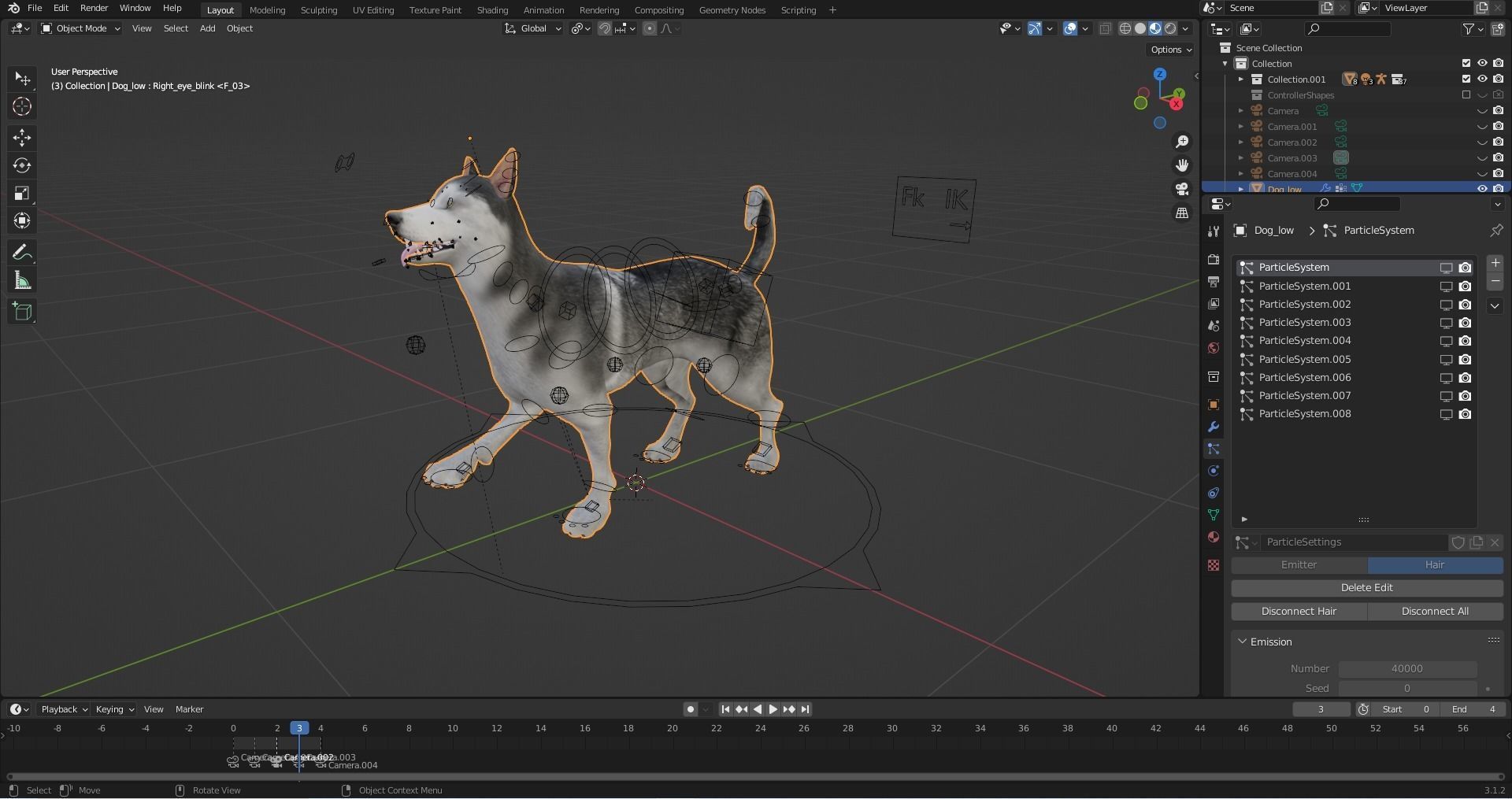 Fur Husky Rigged in Blender Low-poly 3D model_26