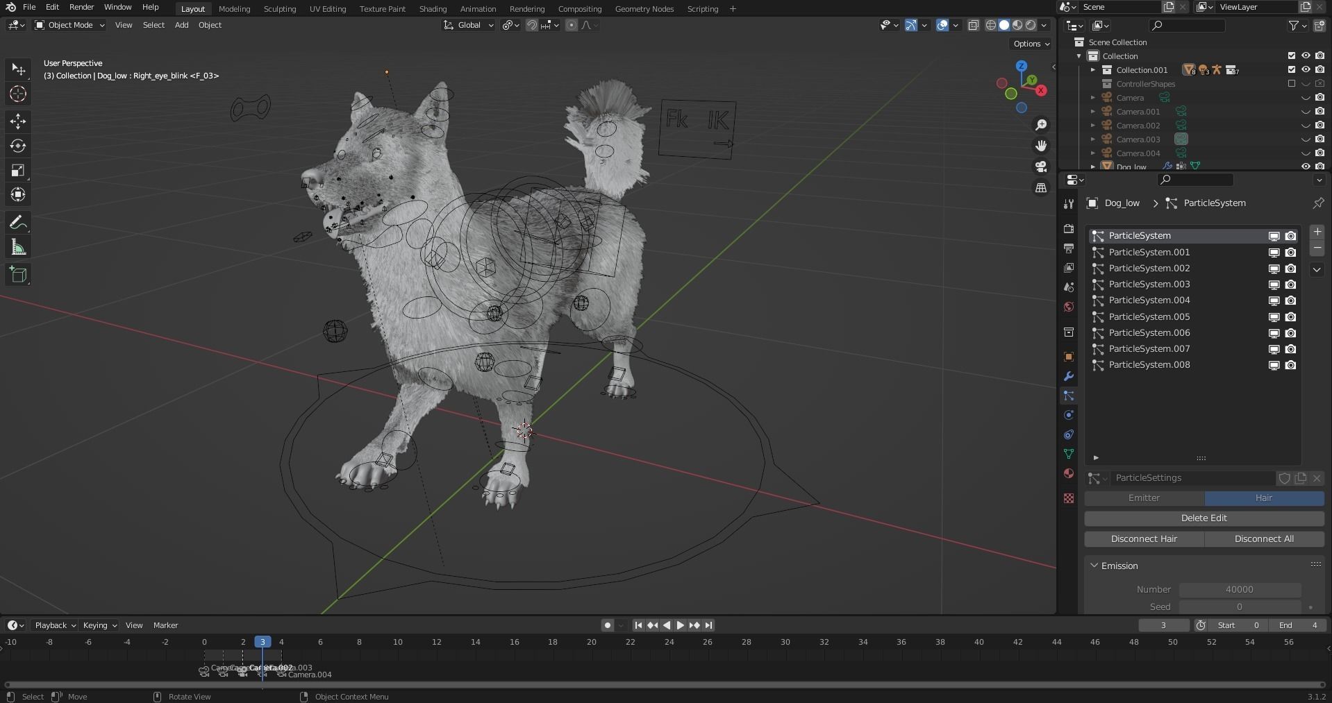 Fur Husky Rigged in Blender Low-poly 3D model_24