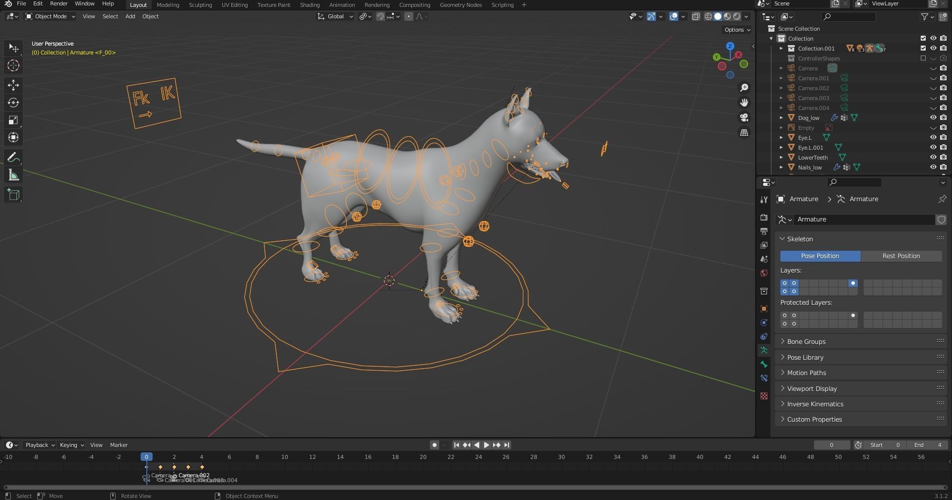 Fur Husky Rigged in Blender Low-poly 3D model_17