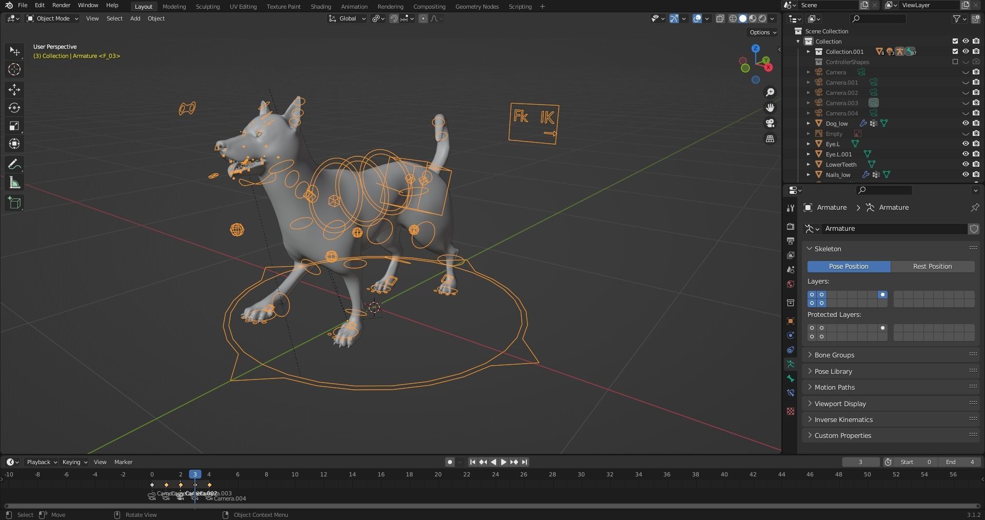 Fur Husky Rigged in Blender Low-poly 3D model_19