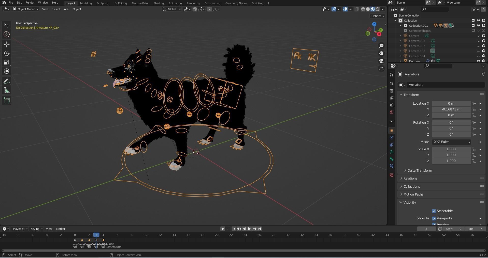 Fur Husky Rigged in Blender Low-poly 3D model_25