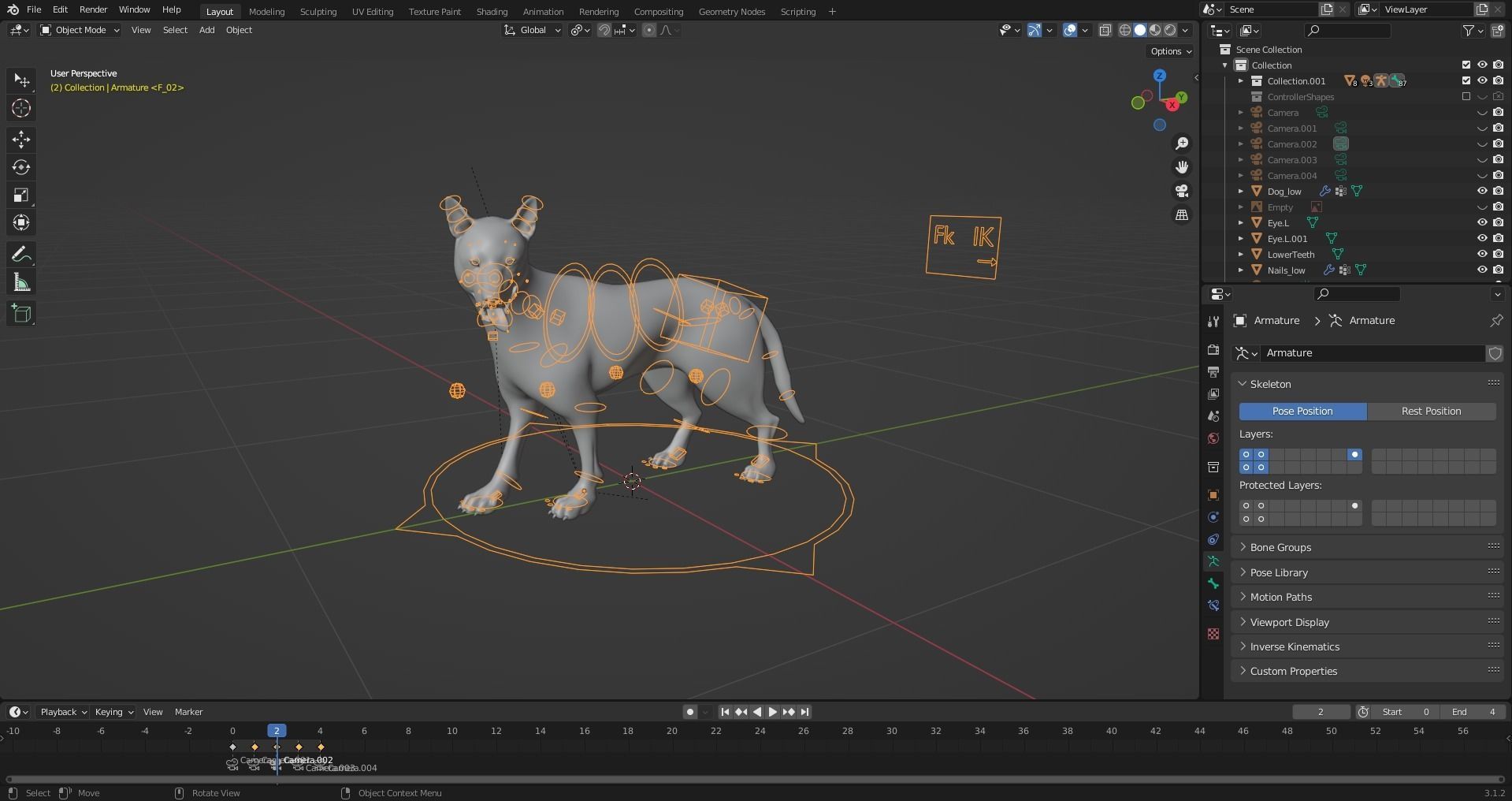 Fur Husky Rigged in Blender Low-poly 3D model_18