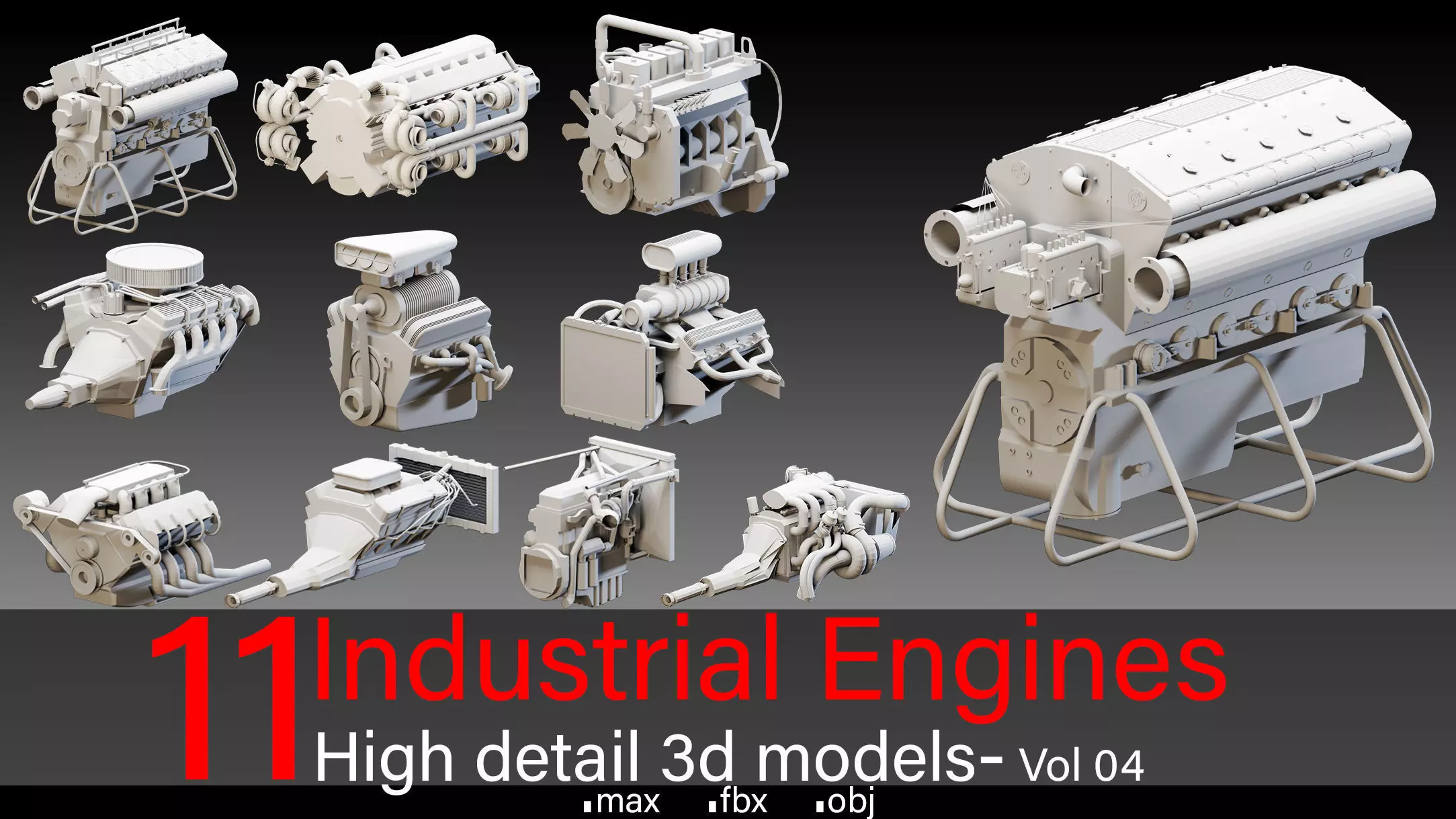 11 Industrial Engines- Vol 04- High detail 3d models Low-poly 3D model_0