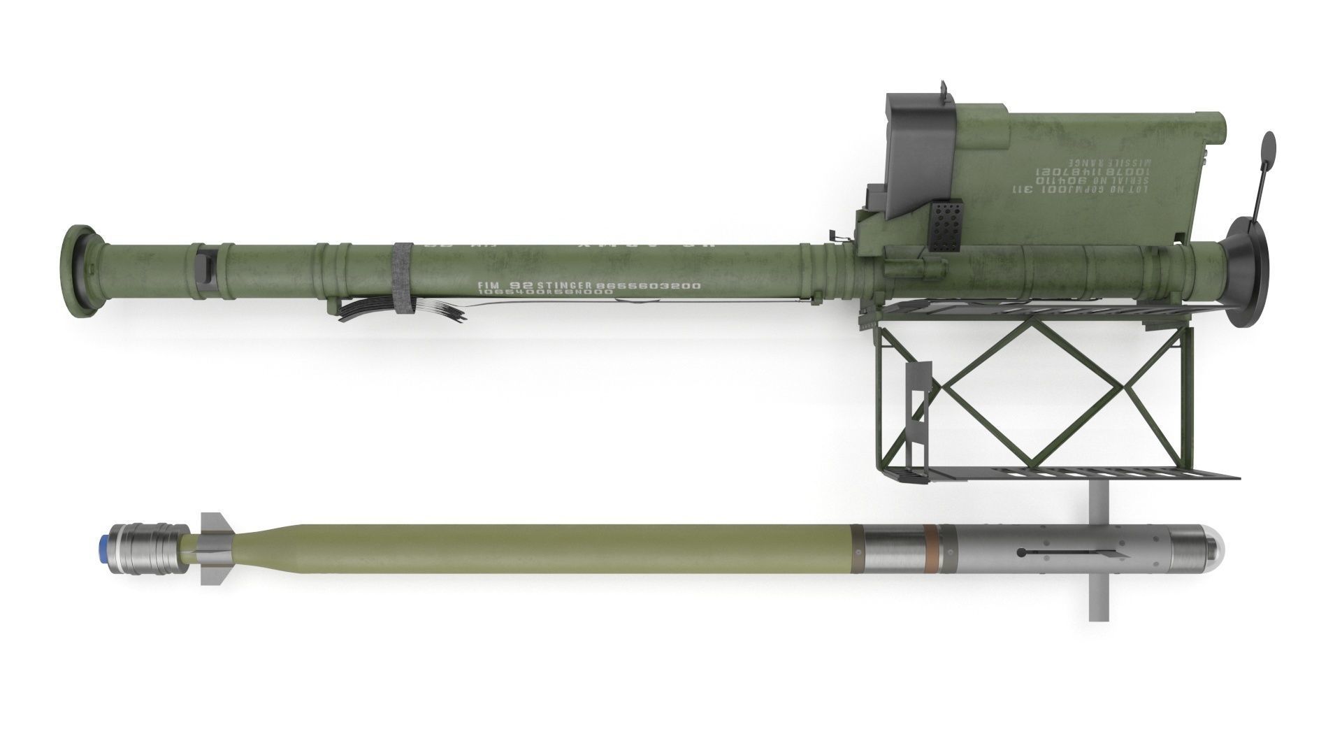 FIM 92 Stinger Missile with Launcher 3D model_13