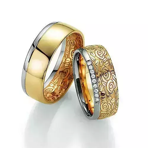  wedding rings with rose flora pattern 748