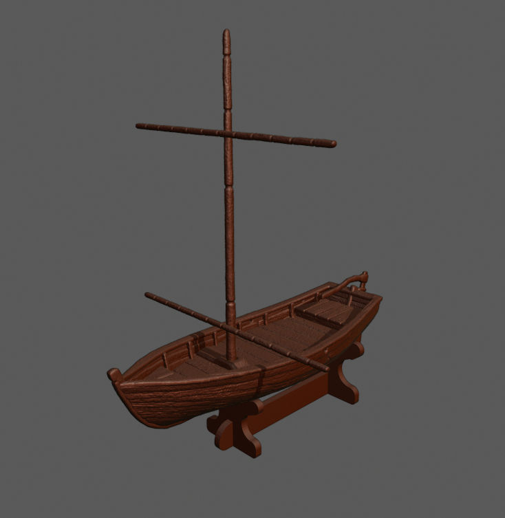 Sailboat 3D Print wooden boat 3D print model_2