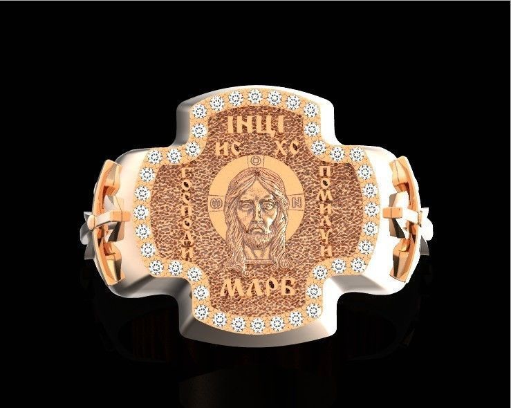 ring cross with the face of jesus  751 3D print model_27