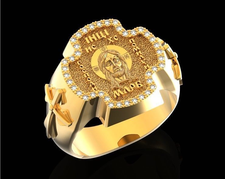 ring cross with the face of jesus  751 3D print model_21