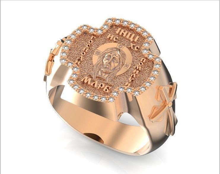 ring cross with the face of jesus  751 3D print model_31