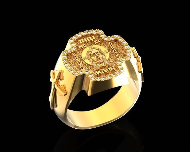 ring cross with the face of jesus  751 3D print model_20