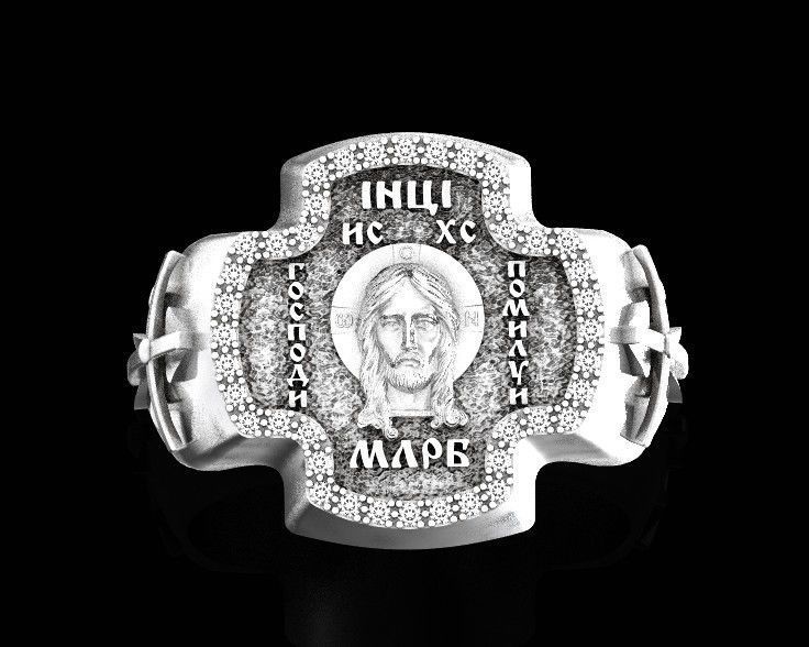 ring cross with the face of jesus  751 3D print model_30