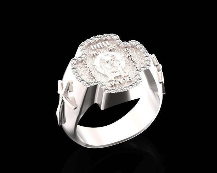 ring cross with the face of jesus  751 3D print model_12