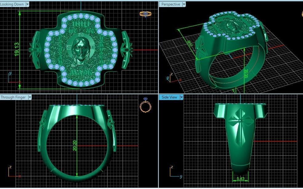 ring cross with the face of jesus  751 3D print model_4