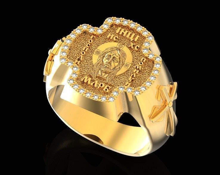 ring cross with the face of jesus  751 3D print model_1