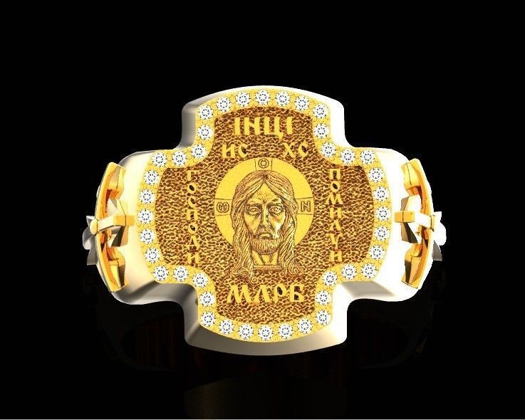 ring cross with the face of jesus  751 3D print model_24