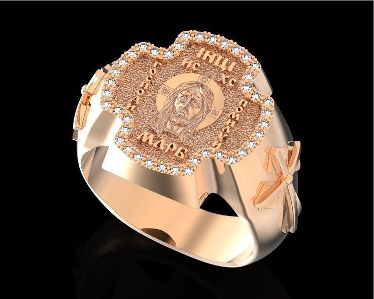 ring cross with the face of jesus  751 3D print model_16