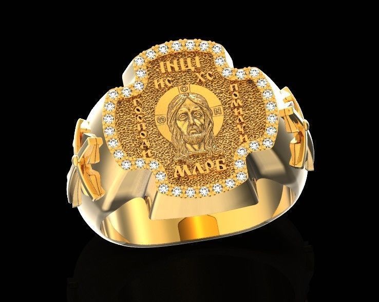ring cross with the face of jesus  751 3D print model_15