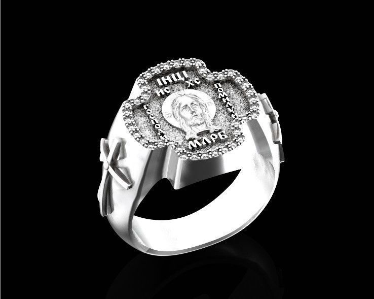 ring cross with the face of jesus  751 3D print model_33