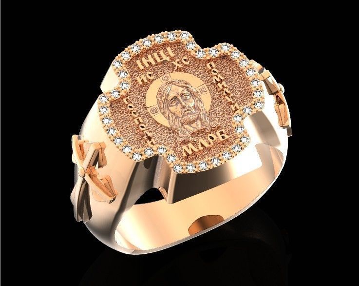ring cross with the face of jesus  751 3D print model_23