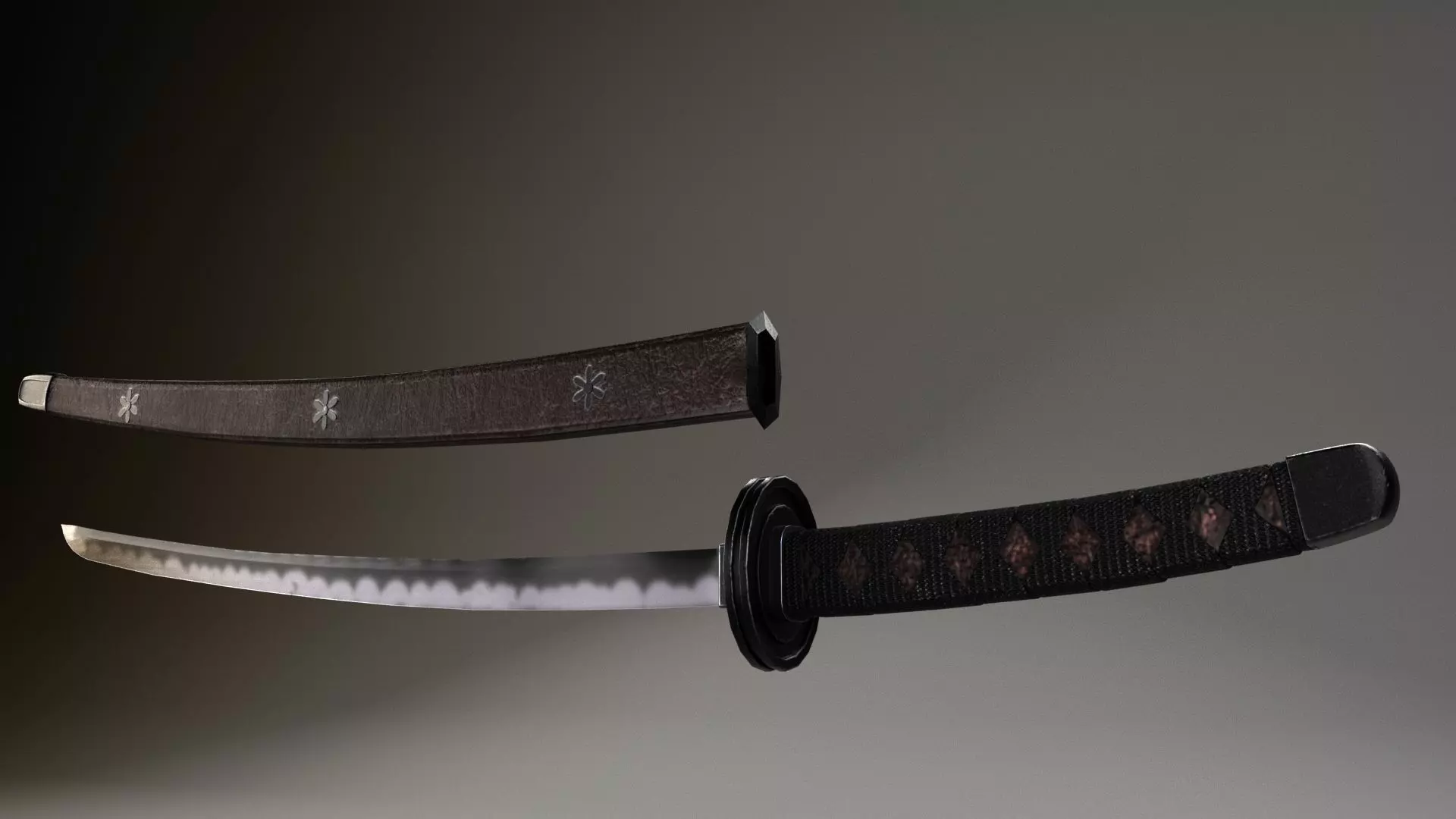 Japanese Katana Sword Low-poly 3D model_0