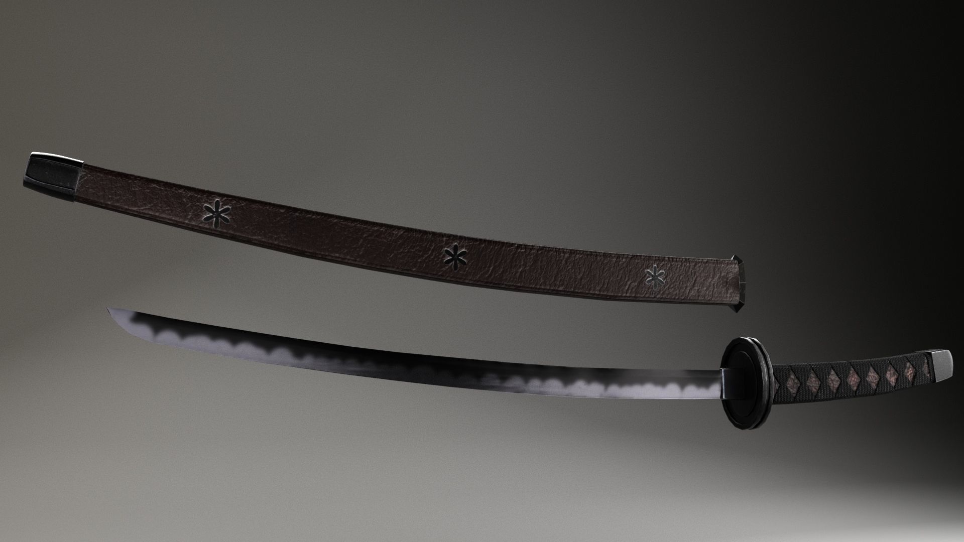 Japanese Katana Sword Low-poly 3D model_2