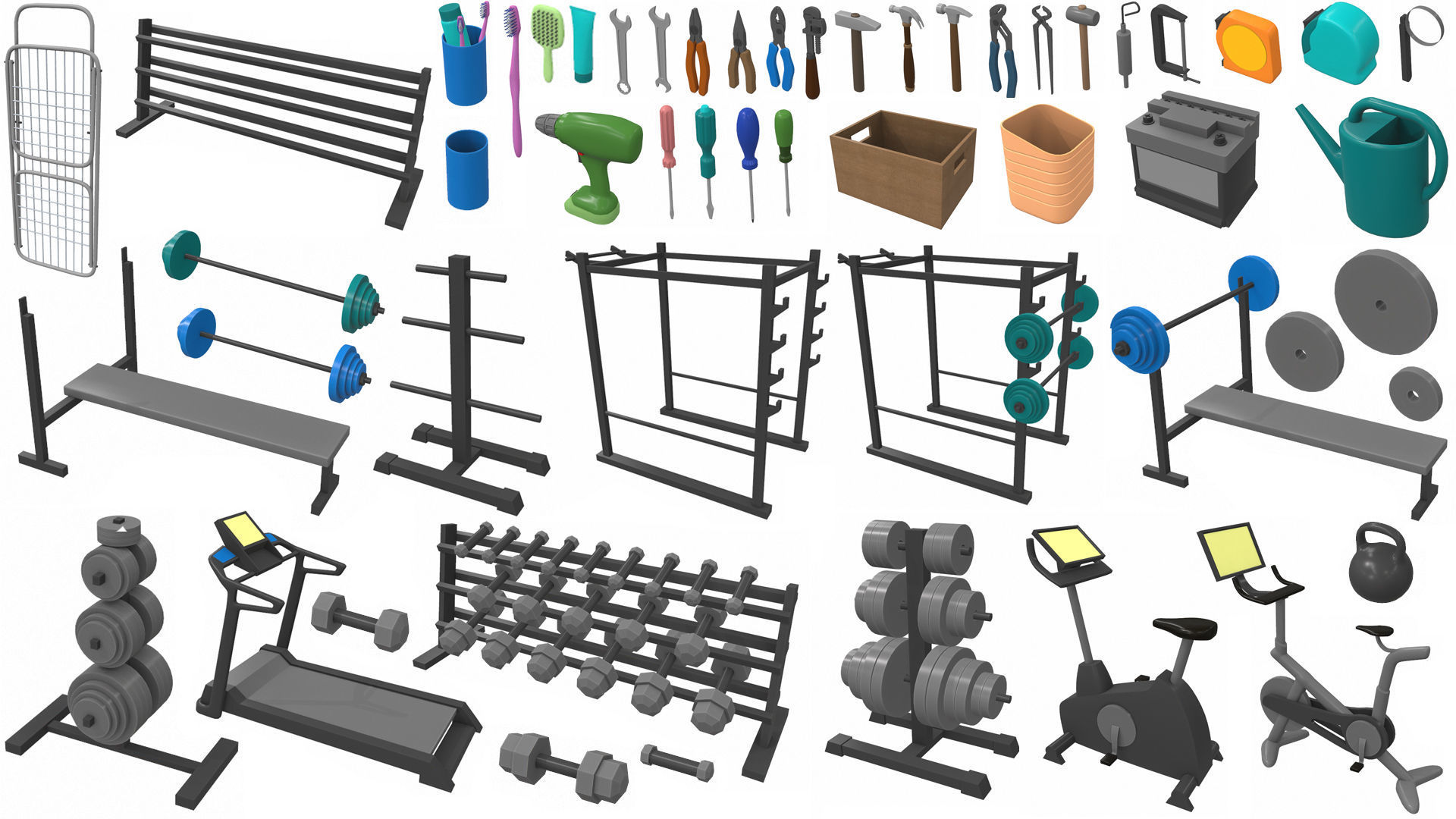 Cartoon work props pack 100Plus 3D model_2