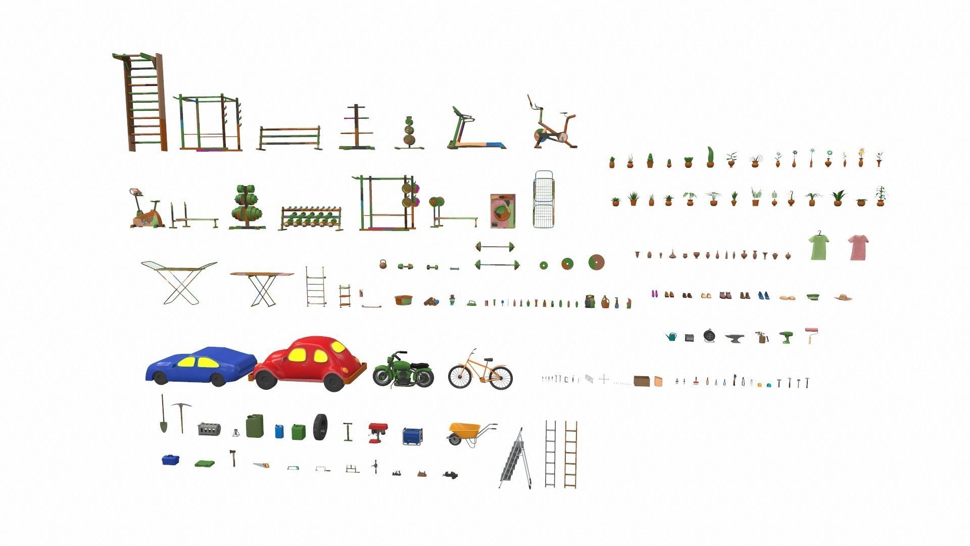 Cartoon work props pack 100Plus 3D model_4