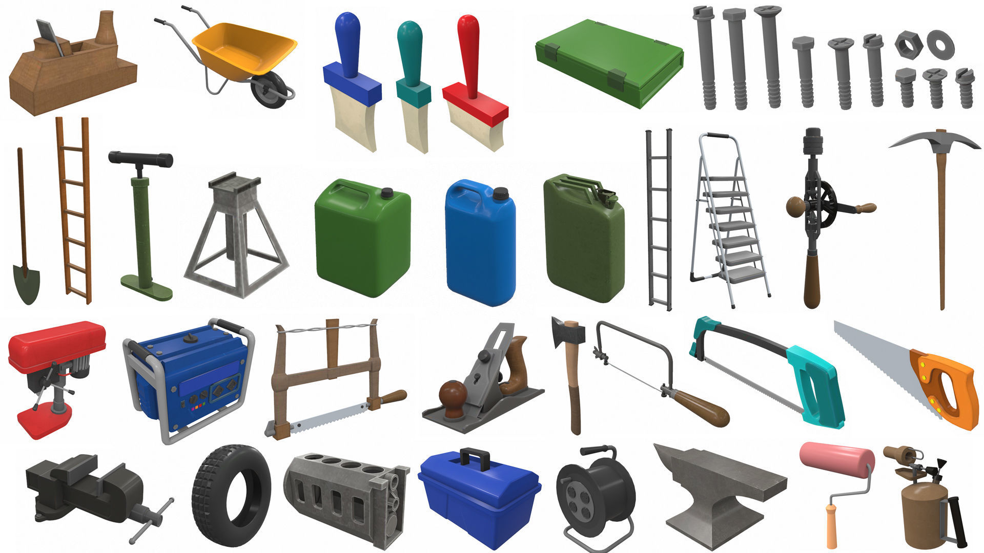 Cartoon work props pack 100Plus 3D model_3
