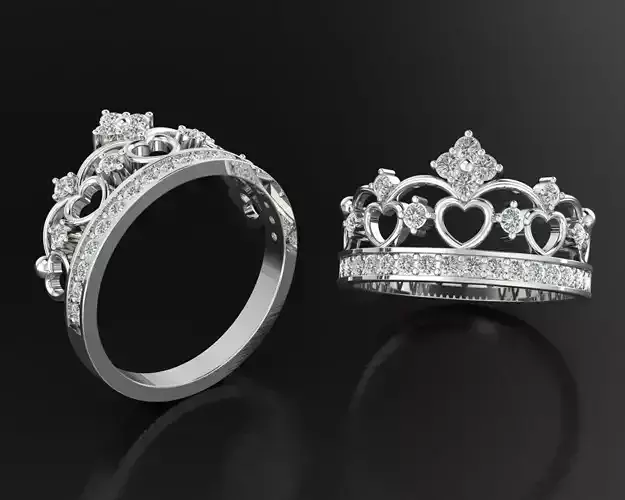 Disney Majestic inspired Tiara silver crown princess ring 3dm