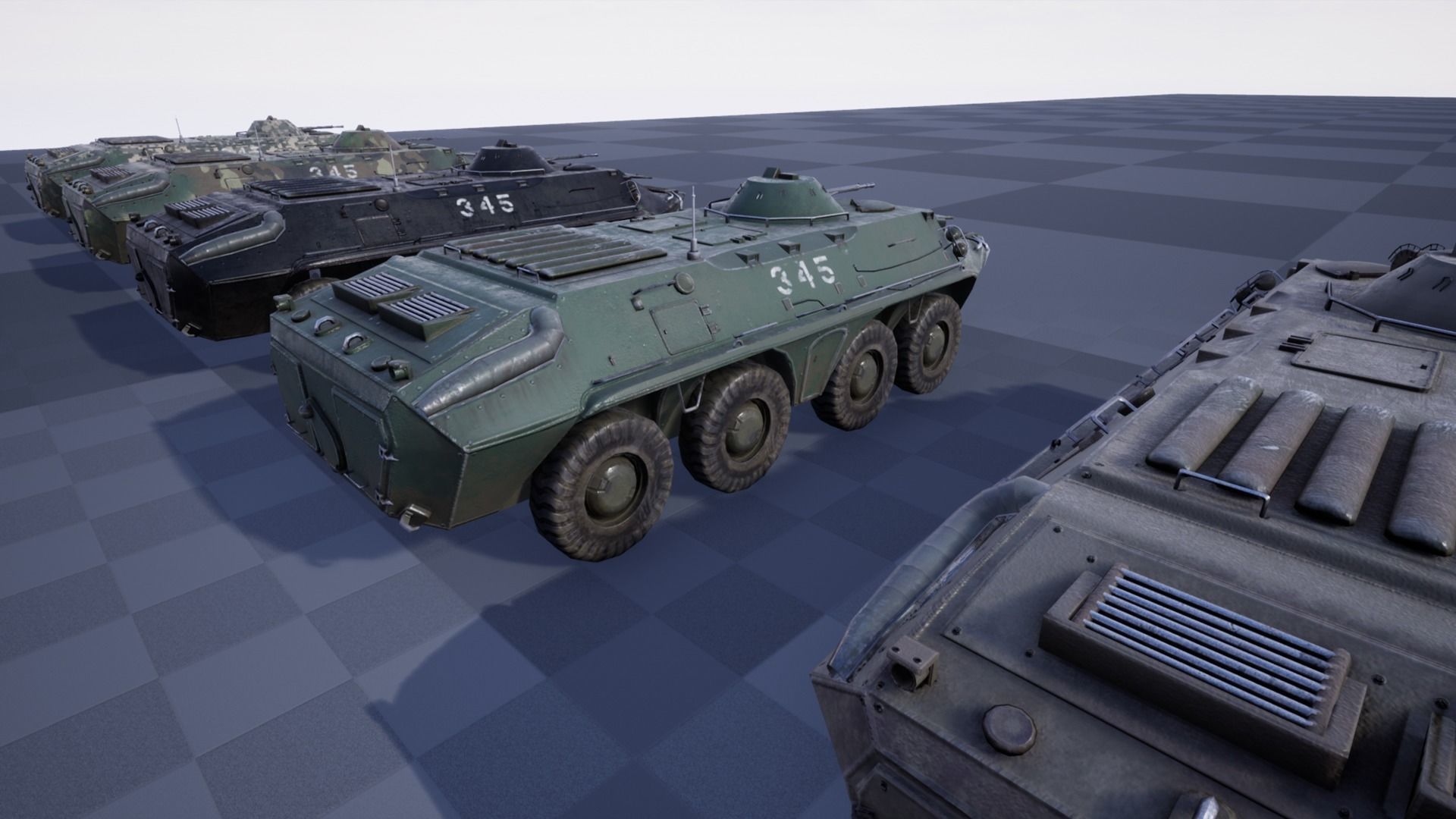 Functional - 6 Versions  APC  Military Vehicle Low-poly 3D model_3