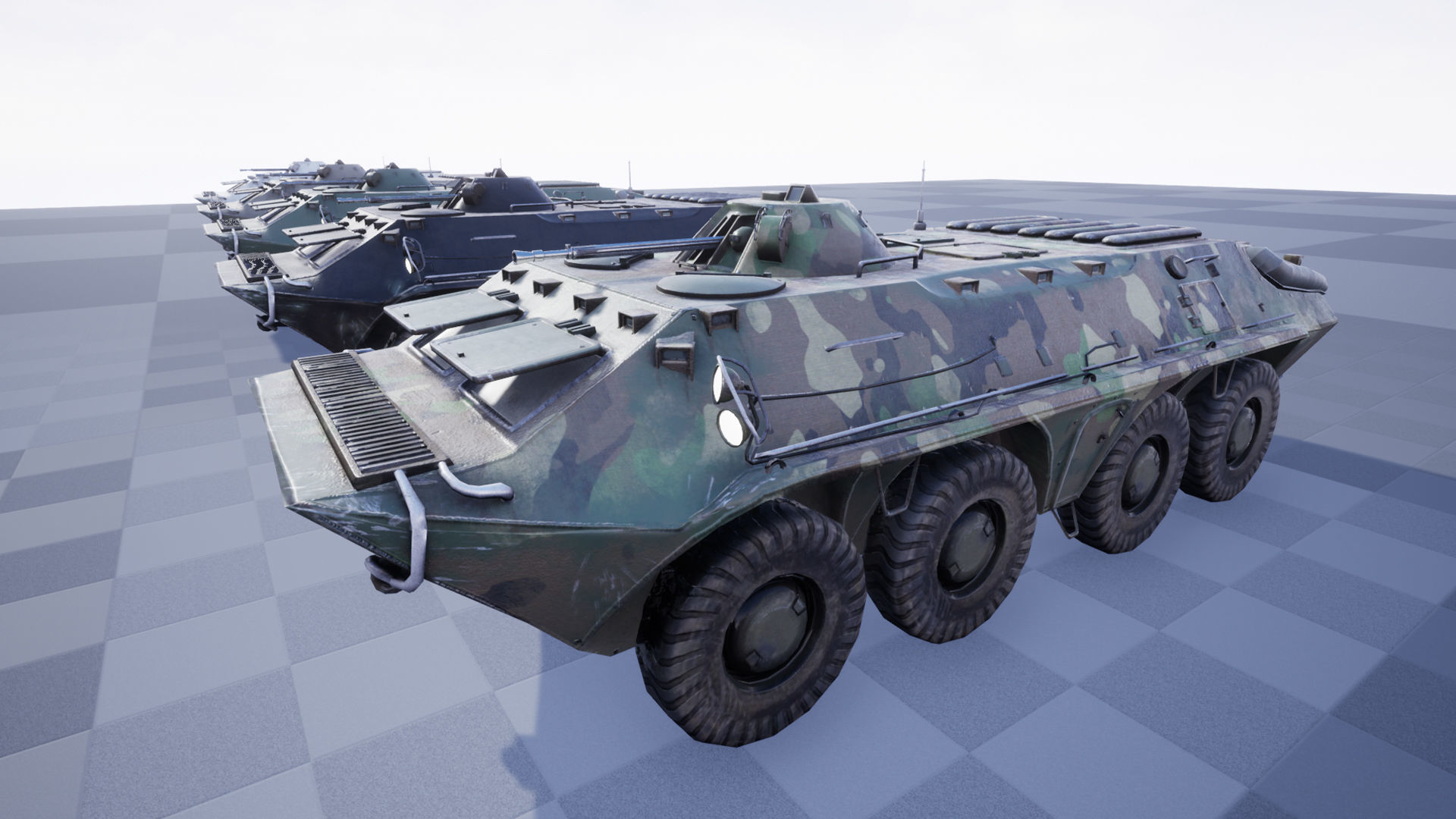 Functional - 6 Versions  APC  Military Vehicle Low-poly 3D model_2