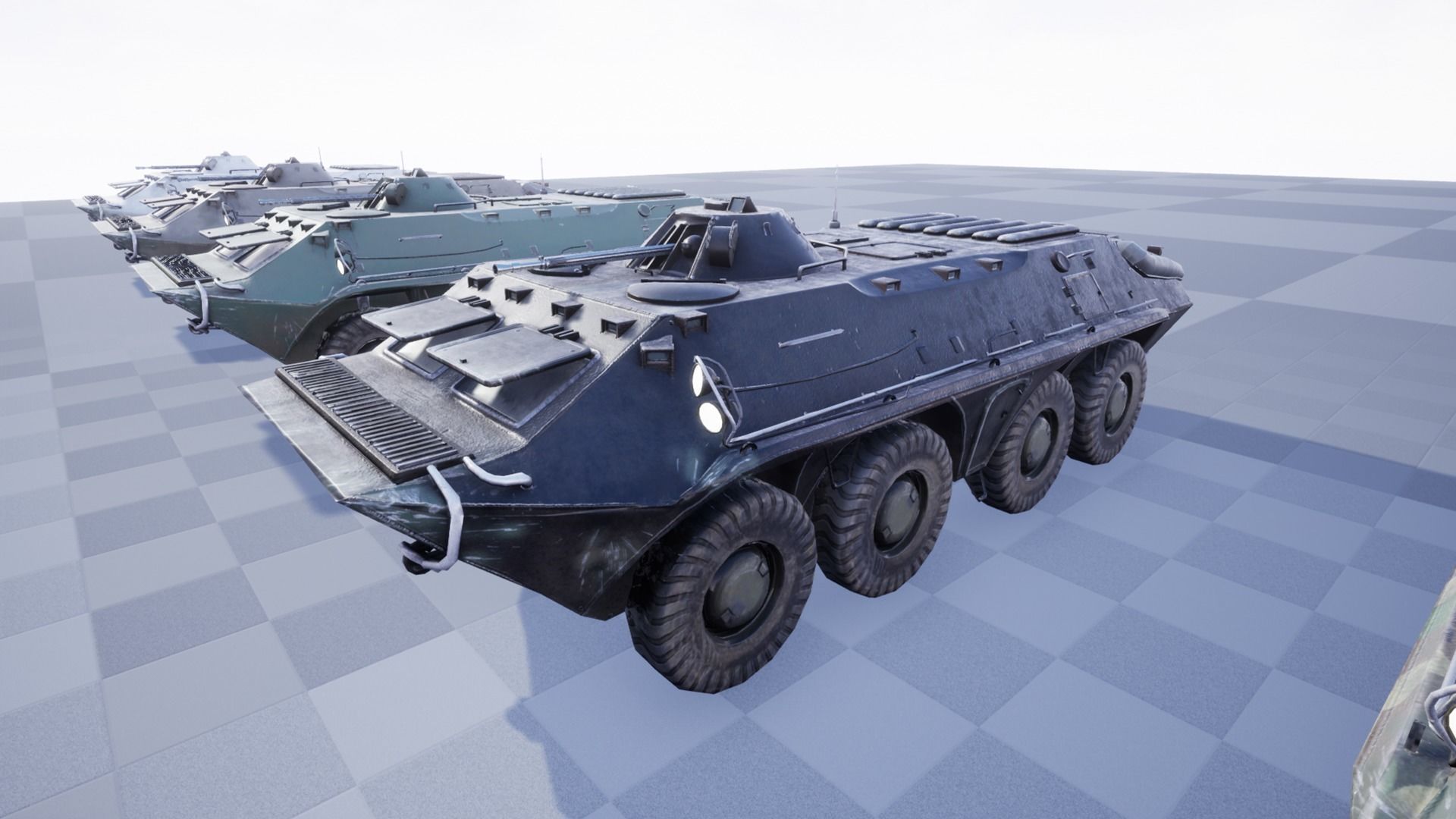 Functional - 6 Versions  APC  Military Vehicle Low-poly 3D model_13