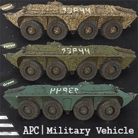 Functional - 6 Versions  APC  Military Vehicle Low-poly 3D model_1