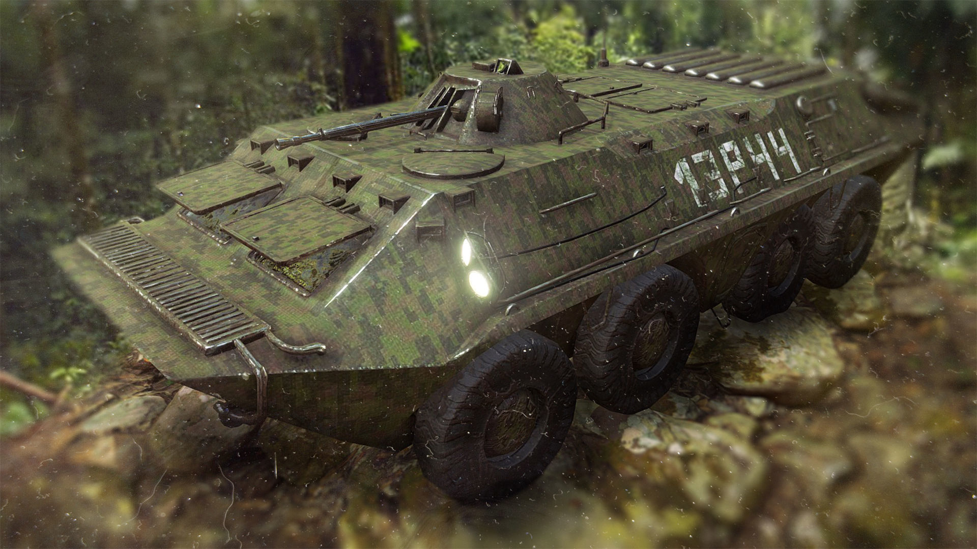 Functional - 6 Versions  APC  Military Vehicle Low-poly 3D model_4