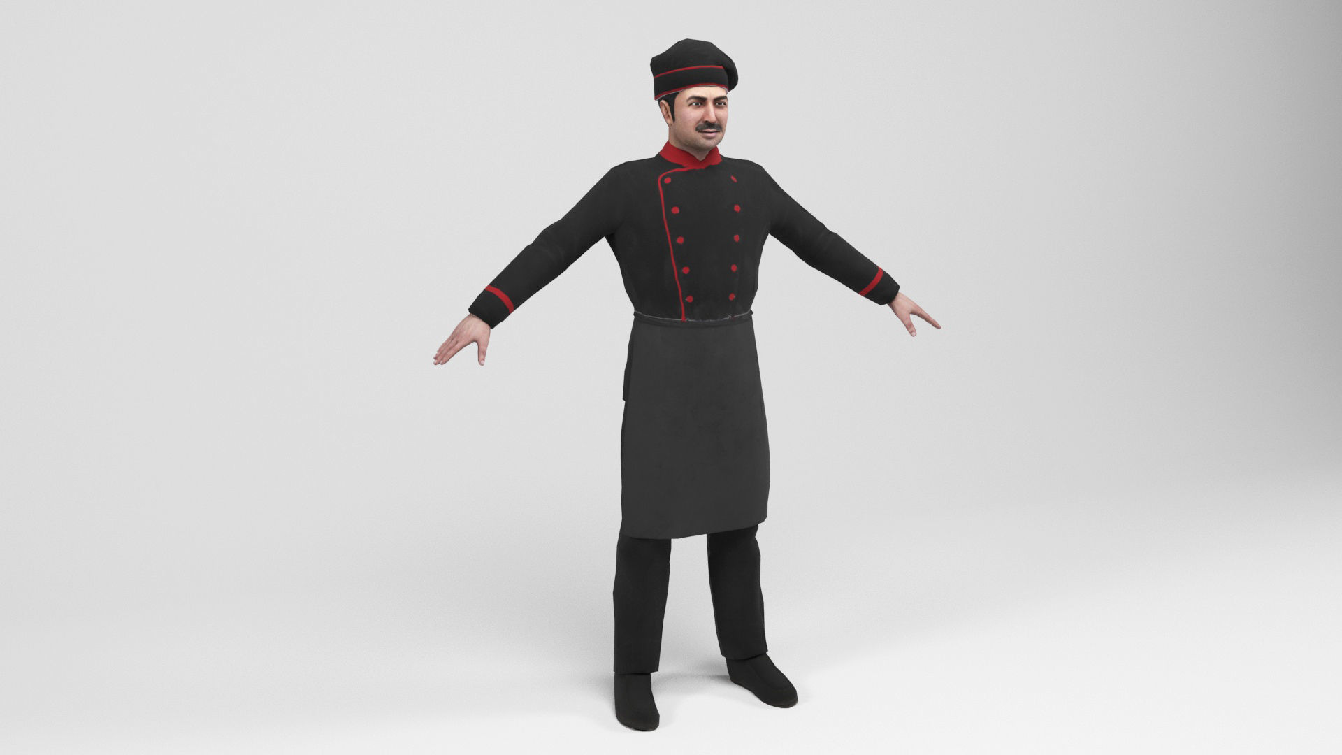Cook 2 chef Low-poly 3D model_1
