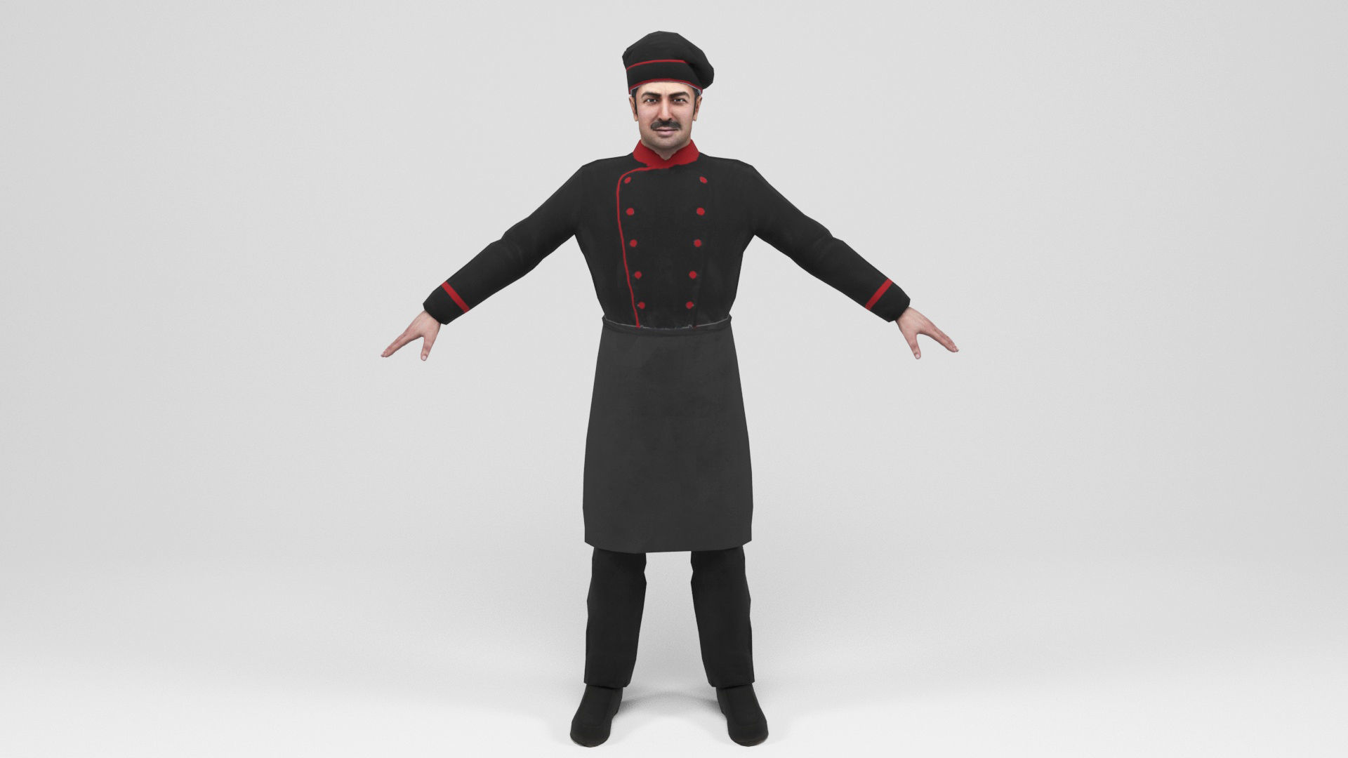Cook 2 chef Low-poly 3D model_2
