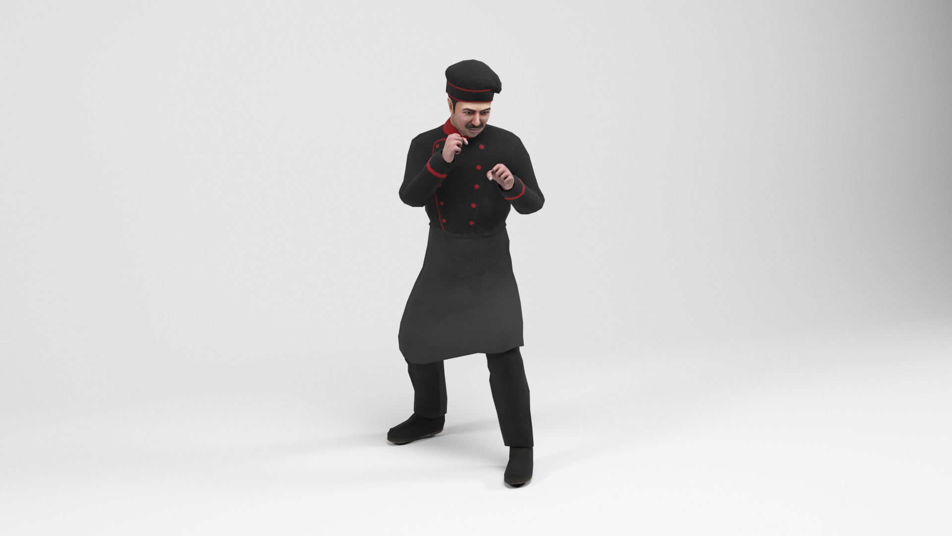 Cook 2 chef Low-poly 3D model_10