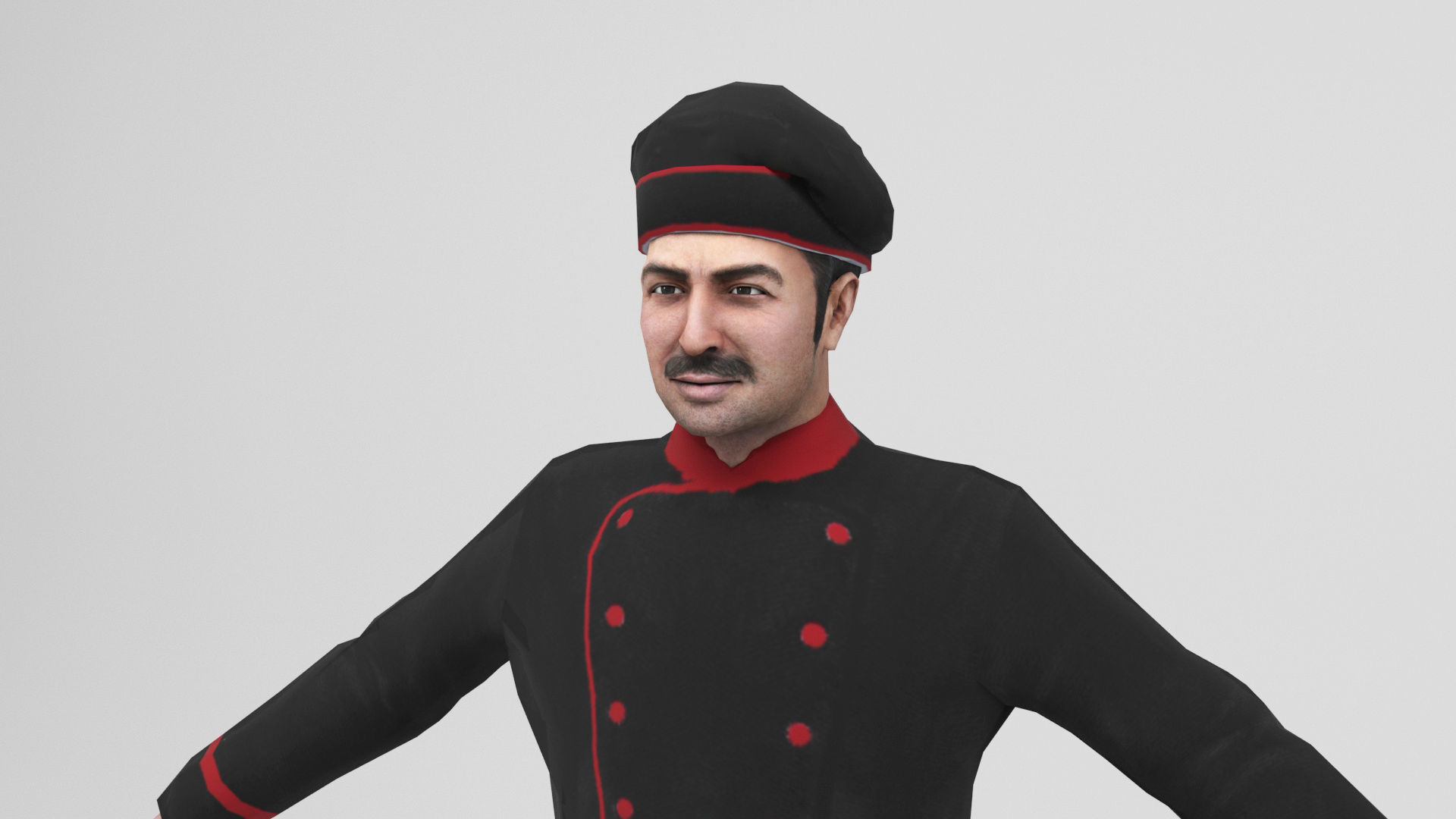 Cook 2 chef Low-poly 3D model_6