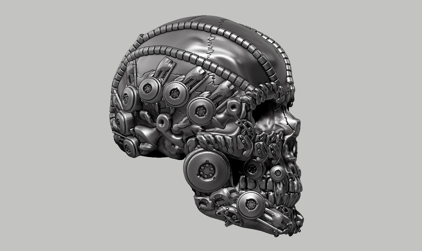 skull robot head a40 3D print model_5