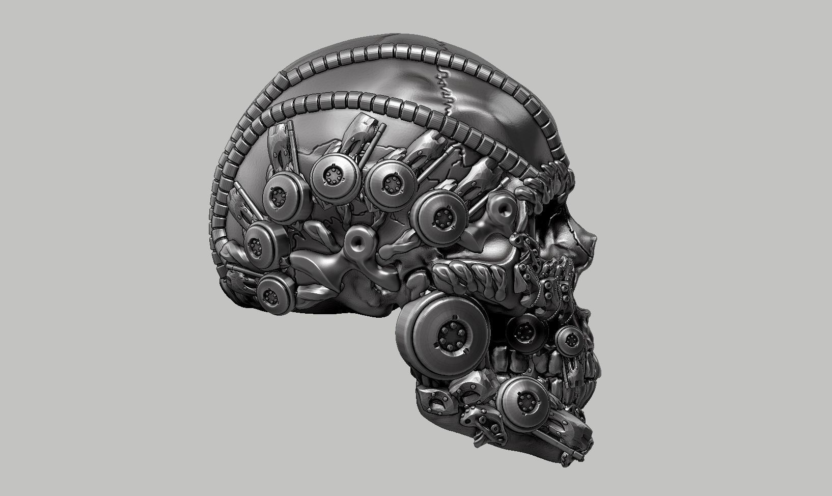 skull robot head a40 3D print model_6