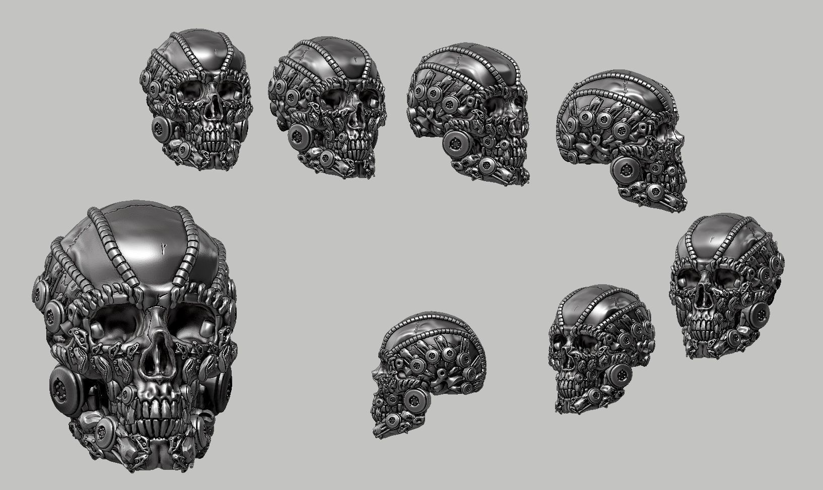 skull robot head a40 3D print model_3