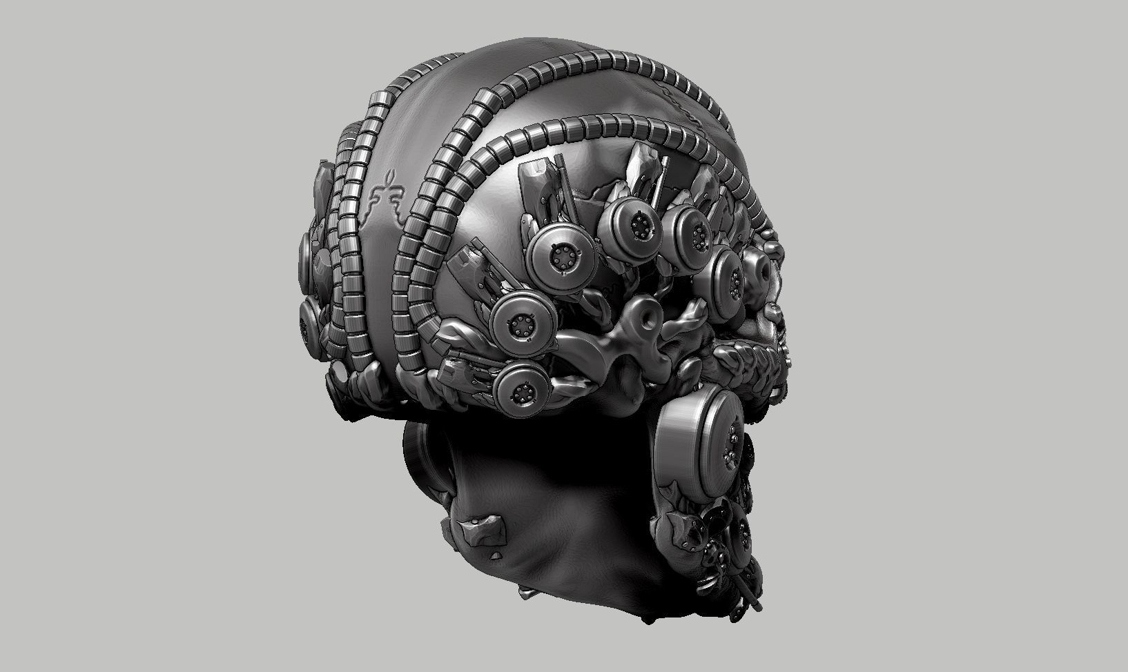skull robot head a40 3D print model_8