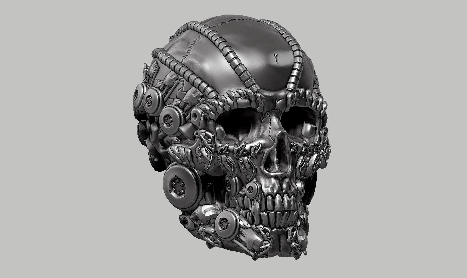 skull robot head a40 3D print model_2