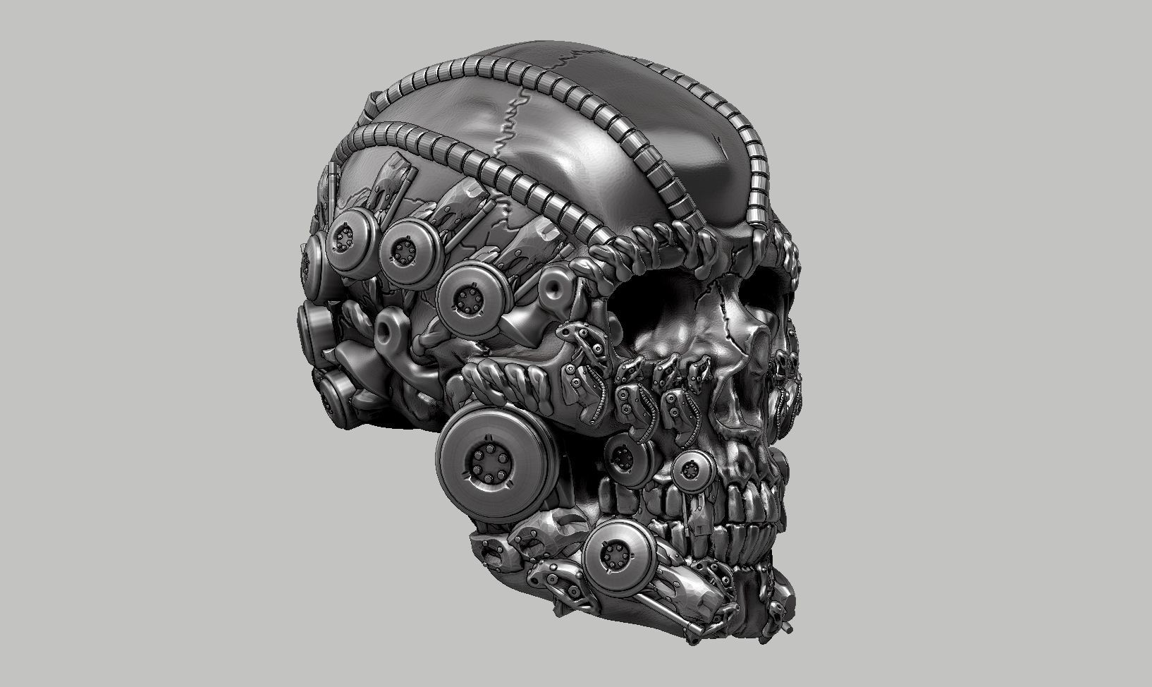 skull robot head a40 3D print model_4